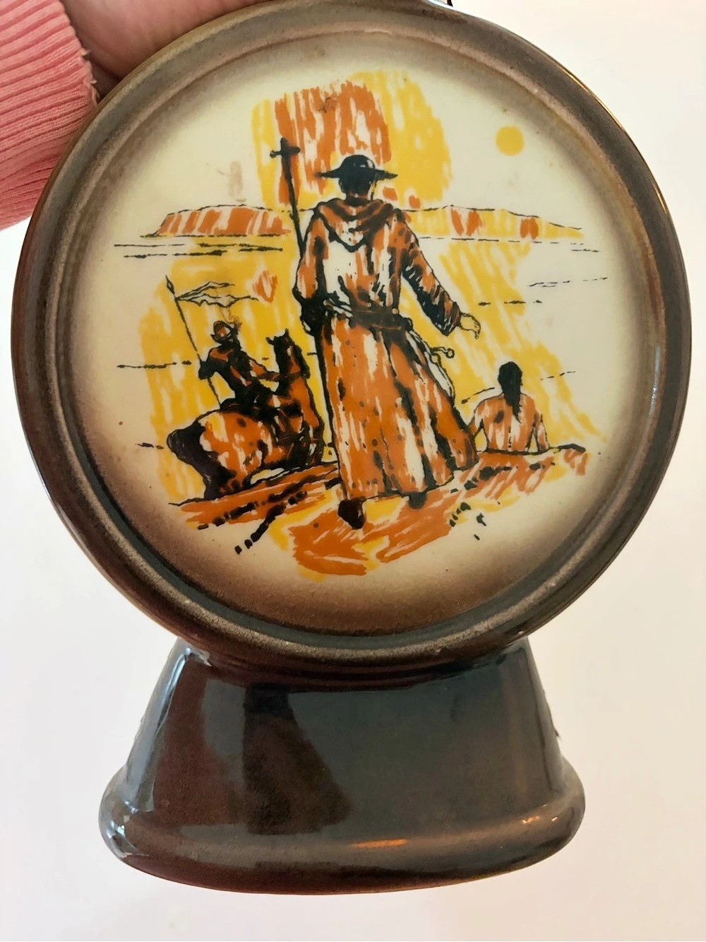 VTG 1960 Jim Beam 110 Bourbon Whiskey decanter Brown & Yellow